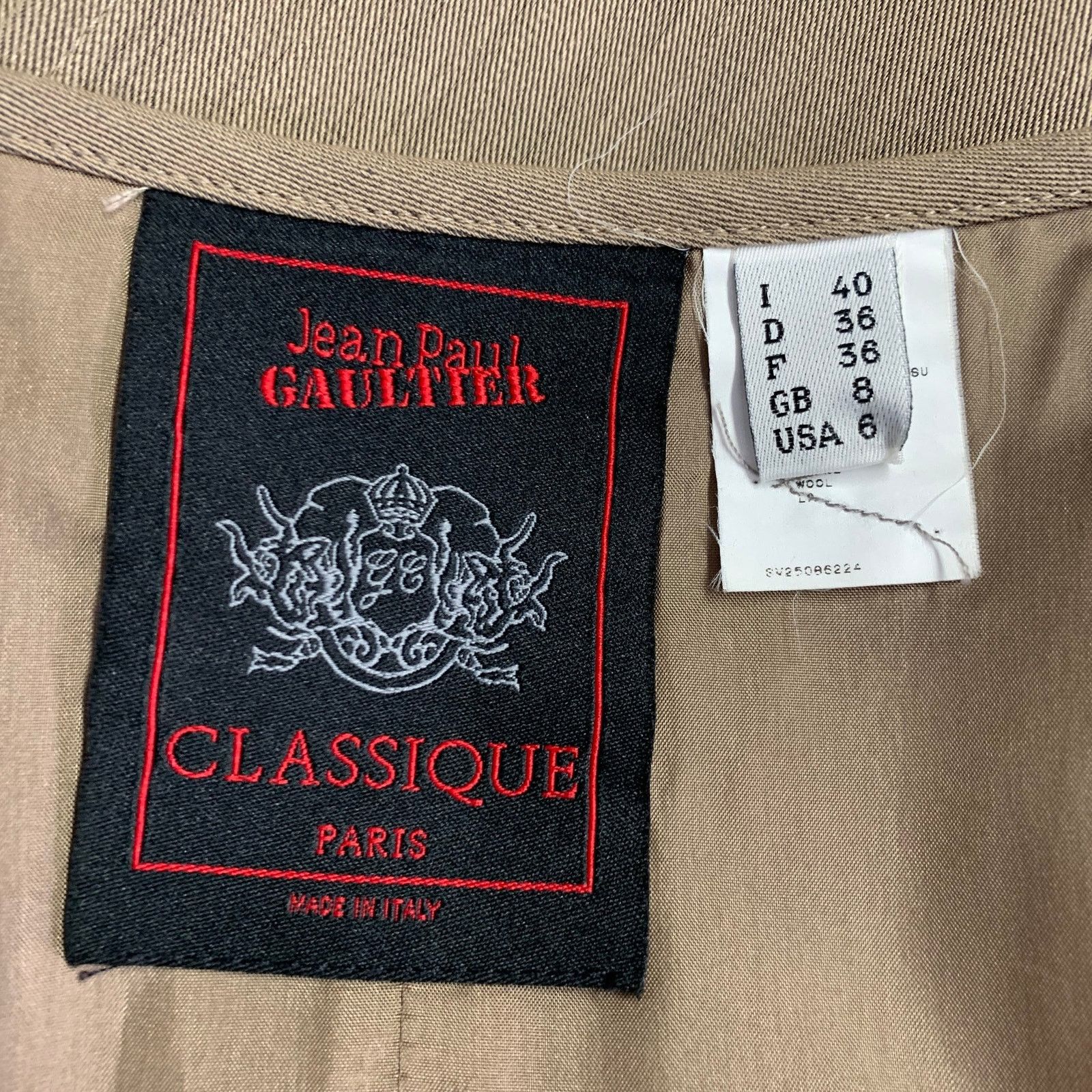 Jean Paul Gaultier JEAN PAUL GAULTIER 6 Beige Wool Single Breasted Skirt Suit Size 28" / US 6 / IT 42 - 16 Thumbnail