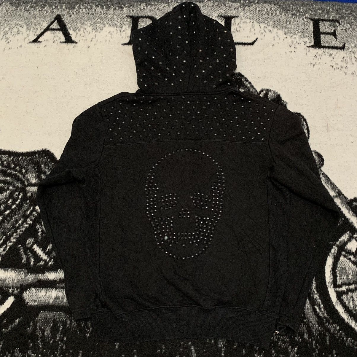 image of Avant Garde x Lucien Pellat Finet Skull Head Stud Black Zipper Hoodie, Men's (Size Large)