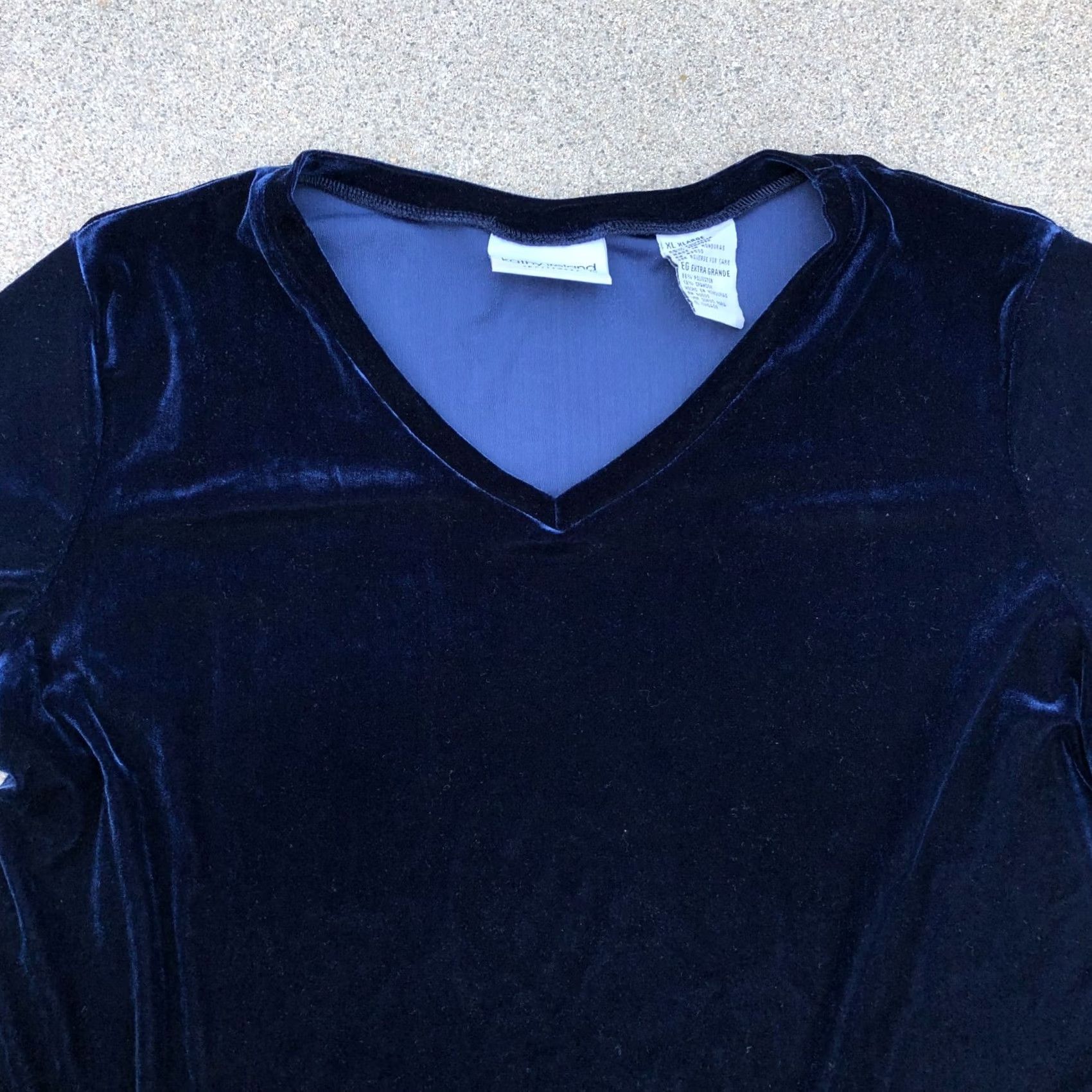 Velour VTG 90s KATHY IRELAND Velour T Shirt Blouse Top XL Women's Blue Shirt Womens Size XL / US 12-14 / IT 48-50 - 2 Thumbnail