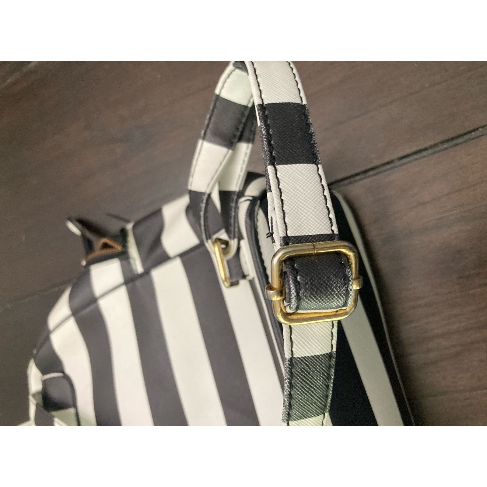 Other Under One Sky Vegan Leather Striped Backpack Black & White Size ONE SIZE - 15 Thumbnail