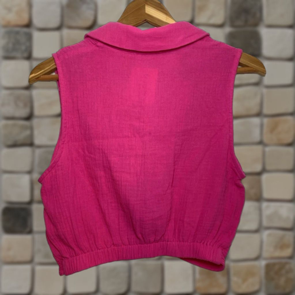 Vintage 8apart Frankie's on the Park Junior's Julle Gauze Top Cropped Tank Pink S Size S / US 4 / IT 40 - 1 Thumbnail