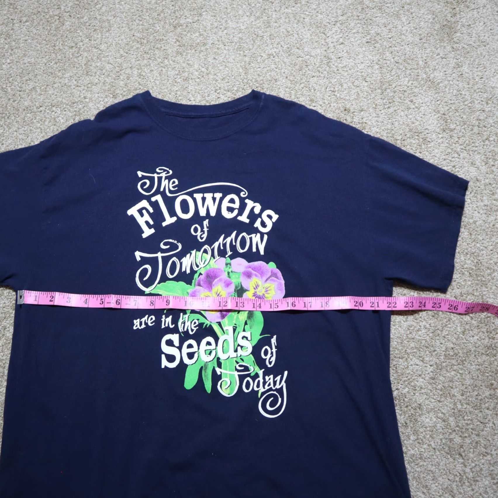 Vintage Shirt The Flowers Of The Tomorrows Are In The Seeds Of Today T-Shirt Adult XL Blue Flowers Of The Tomorrows Are In The Seeds Of Today Womens Size XL / US 12-14 / IT 48-50 - 3 Thumbnail