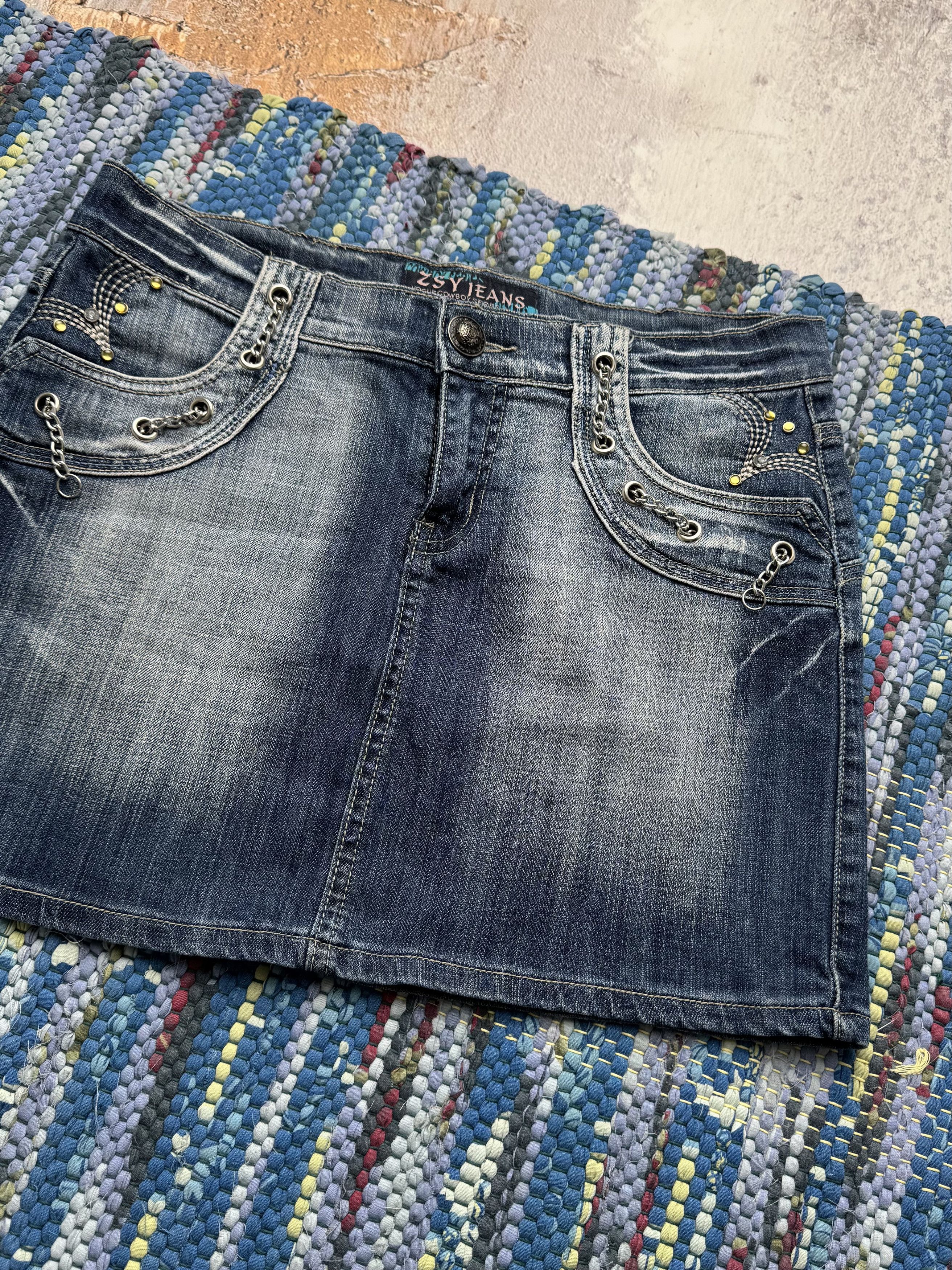 Vintage Vintage Denim Mini Skirt With Metal Details A8D15(V8) Size 30" / US 8 / IT 44 - 3 Thumbnail