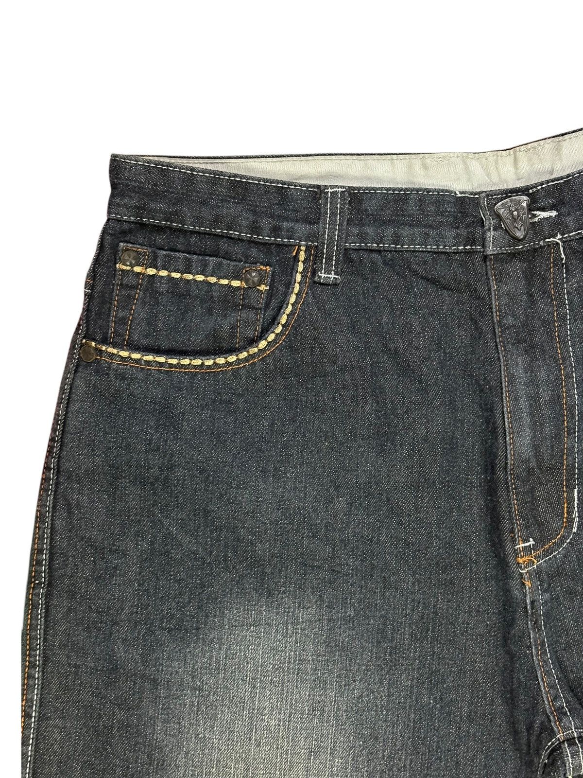 Black Label × Japanese Brand Vintage Black Label Spell Out Embroidery Jean Shorts Size 34" / US 12 / IT 48 - 5 Thumbnail