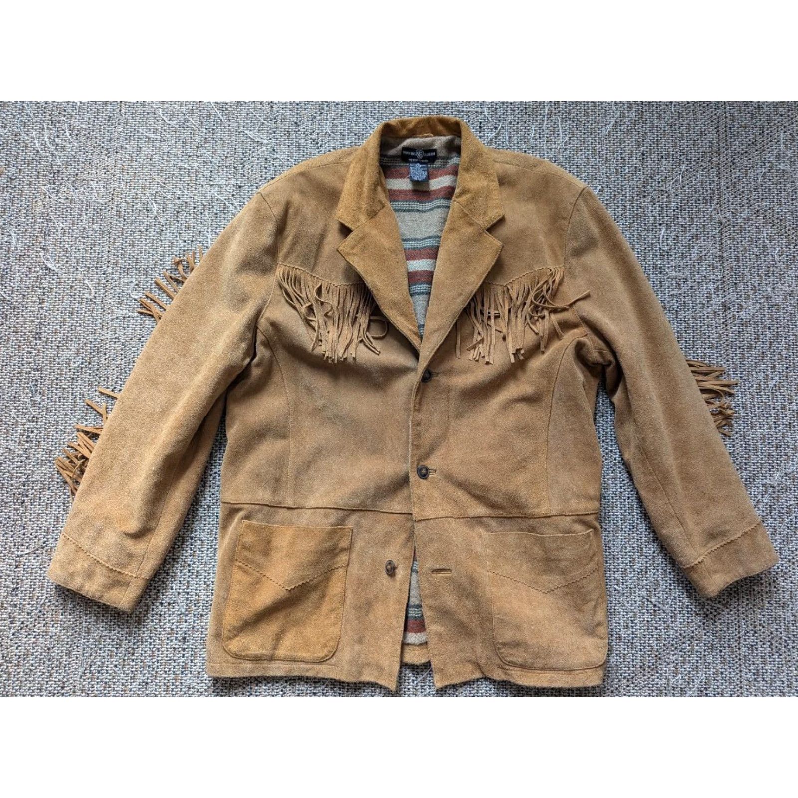 Vintage VINTAGE SUEDE LOONEY TUNES western jacket XL fringe TAZ brown Leather Coat Men Mens Size US XL / EU 56 / 4 - 6 Thumbnail