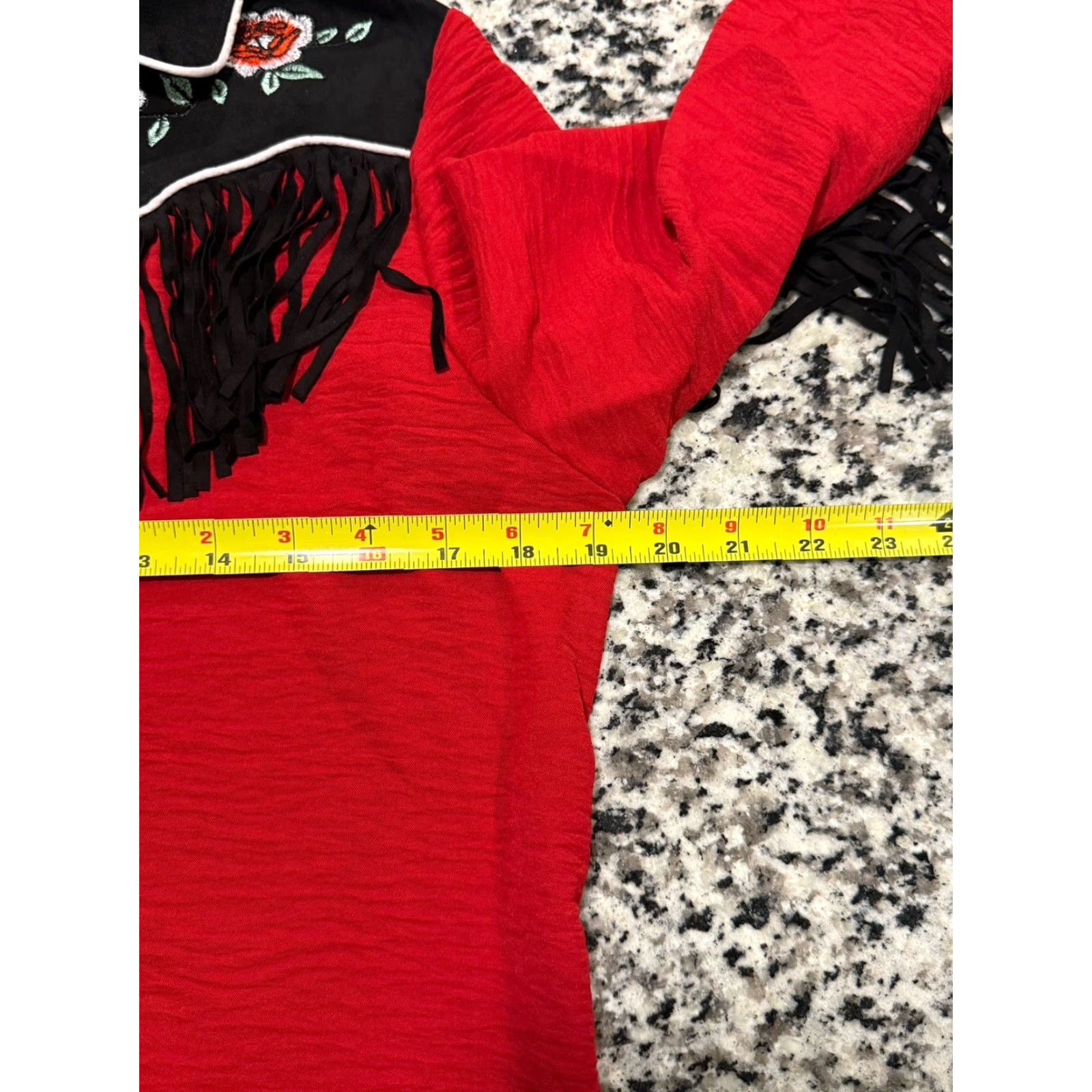 John Moore John Moon Texas Western Fringe Button-Up Long Sleeve Top Red Size M Multicolor Western Women Size M / US 6-8 / IT 42-44 - 5 Thumbnail