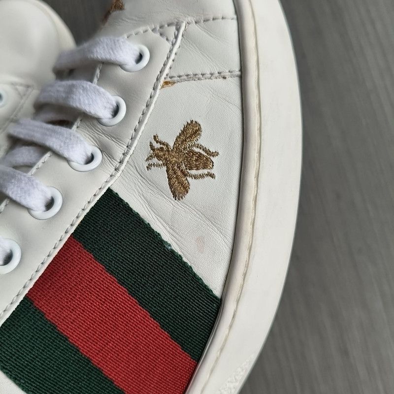 Gucci Gucci Ace Leather Embroidered Bee Fashion Sneakers - Size US 8.5 / EU 41-42 - 6 Thumbnail
