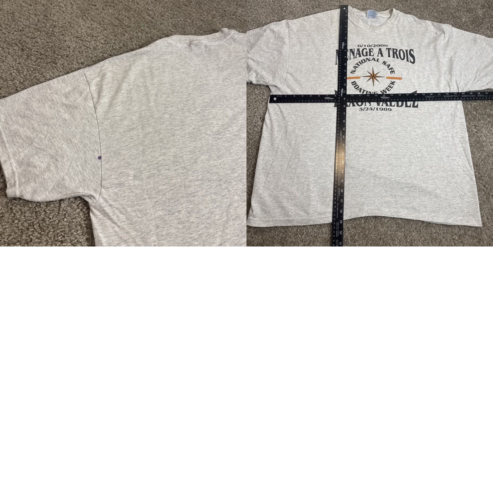 Hanes VINTAGE Exxon Valdez Oil Spill T-Shirt Hanes Gray XL Men Ménage A Trois Boating Safety 2000 Size US XL / EU 56 / 4 - 8 Thumbnail
