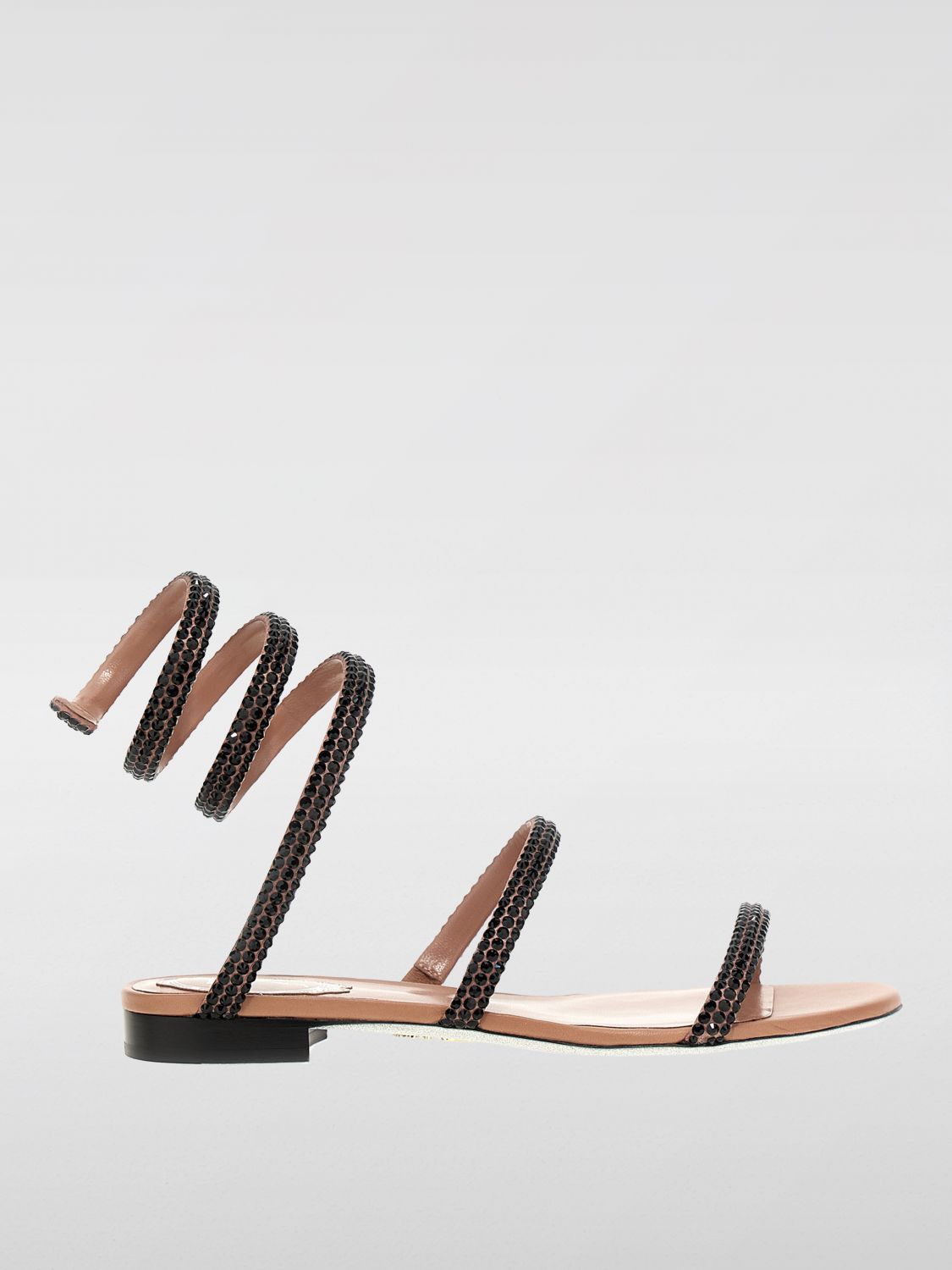 image of Rene Caovilla Flat Sandals Woman Black, Women's (Size 9)