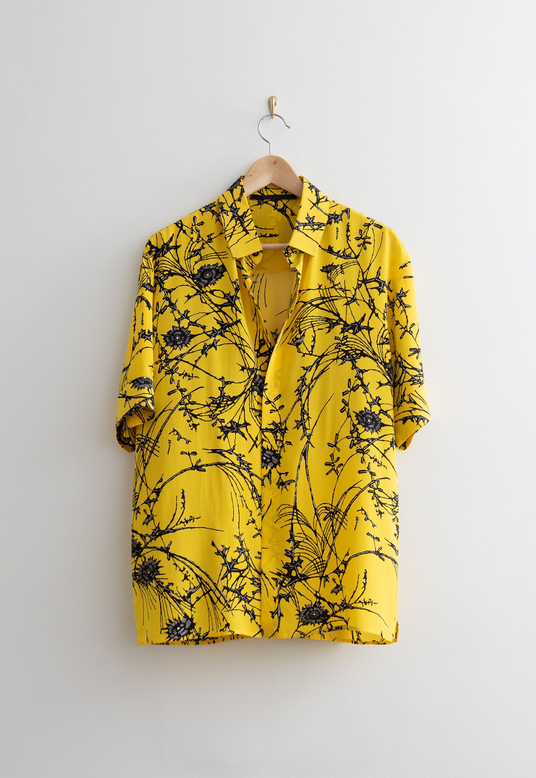 Haider Ackermann SS17 Yellow silk floral shirt Size US M / EU 48-50 / 2 - 2 Thumbnail