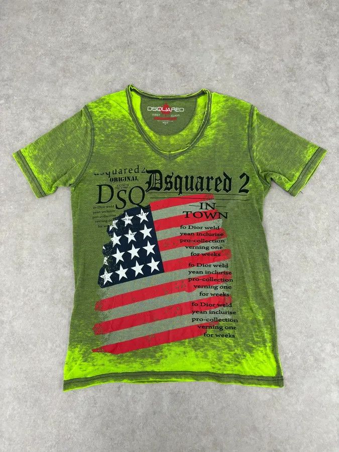 Dsquared2 Dsquared2 Acid Green USA Flag T-Shirt Size US M / EU 48-50 / 2 - 1 Thumbnail