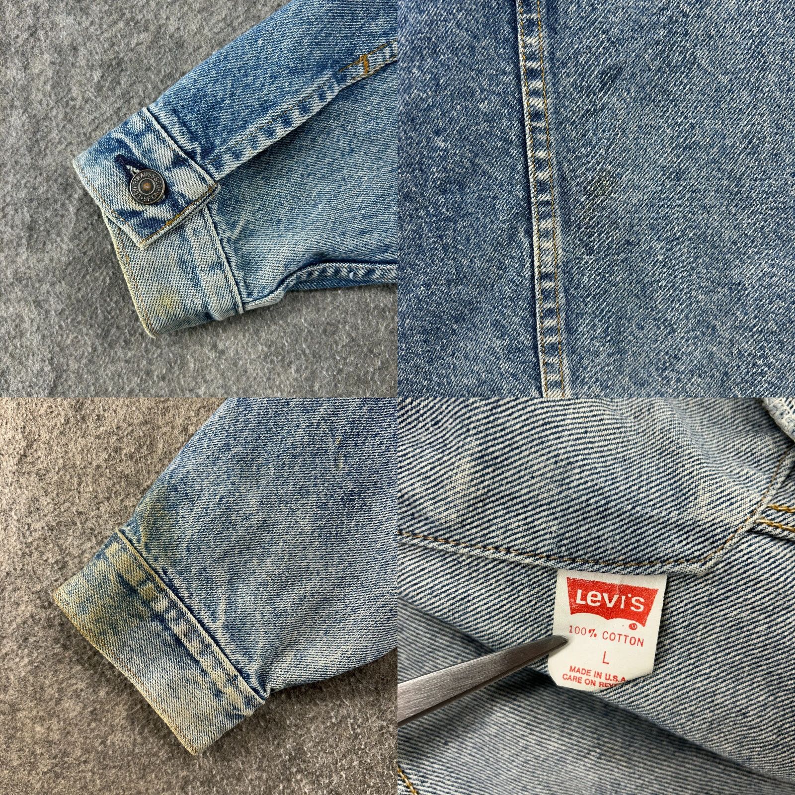 Levi's VINTAGE Levi's Jacket Mens L Blue Trucker Denim Jean Medium Wash Cotton USA 80s Regular Size US 33 - 8 Thumbnail