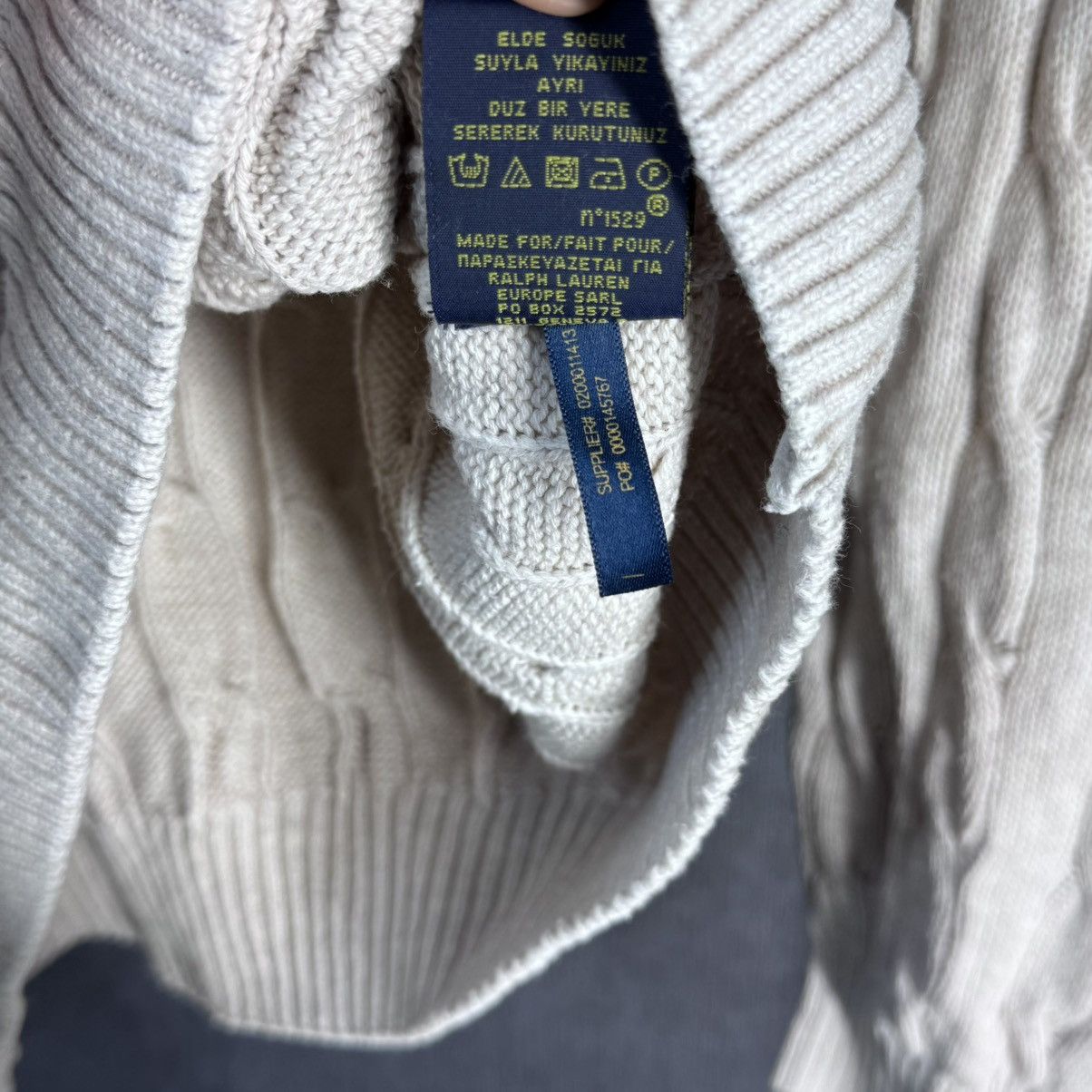 Polo Ralph Lauren Polo Ralph Lauren Cable Knit Cotton Biege Sweater Size XL Size US XL / EU 56 / 4 - 5 Thumbnail