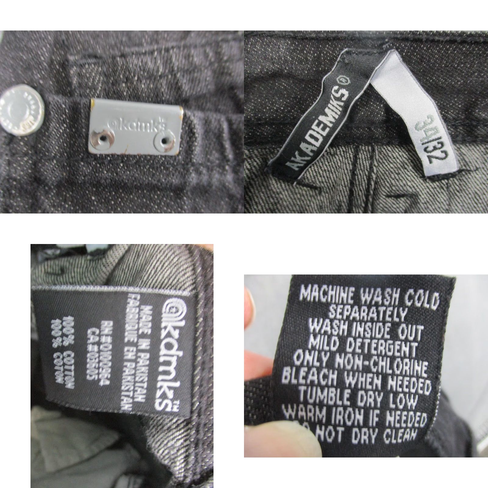 Akademiks Akademiks Jeans Mens 34x32 Black Straight Leg Denim 5 Pocket Logo Casual Size US 34 / EU 50 - 9 Thumbnail