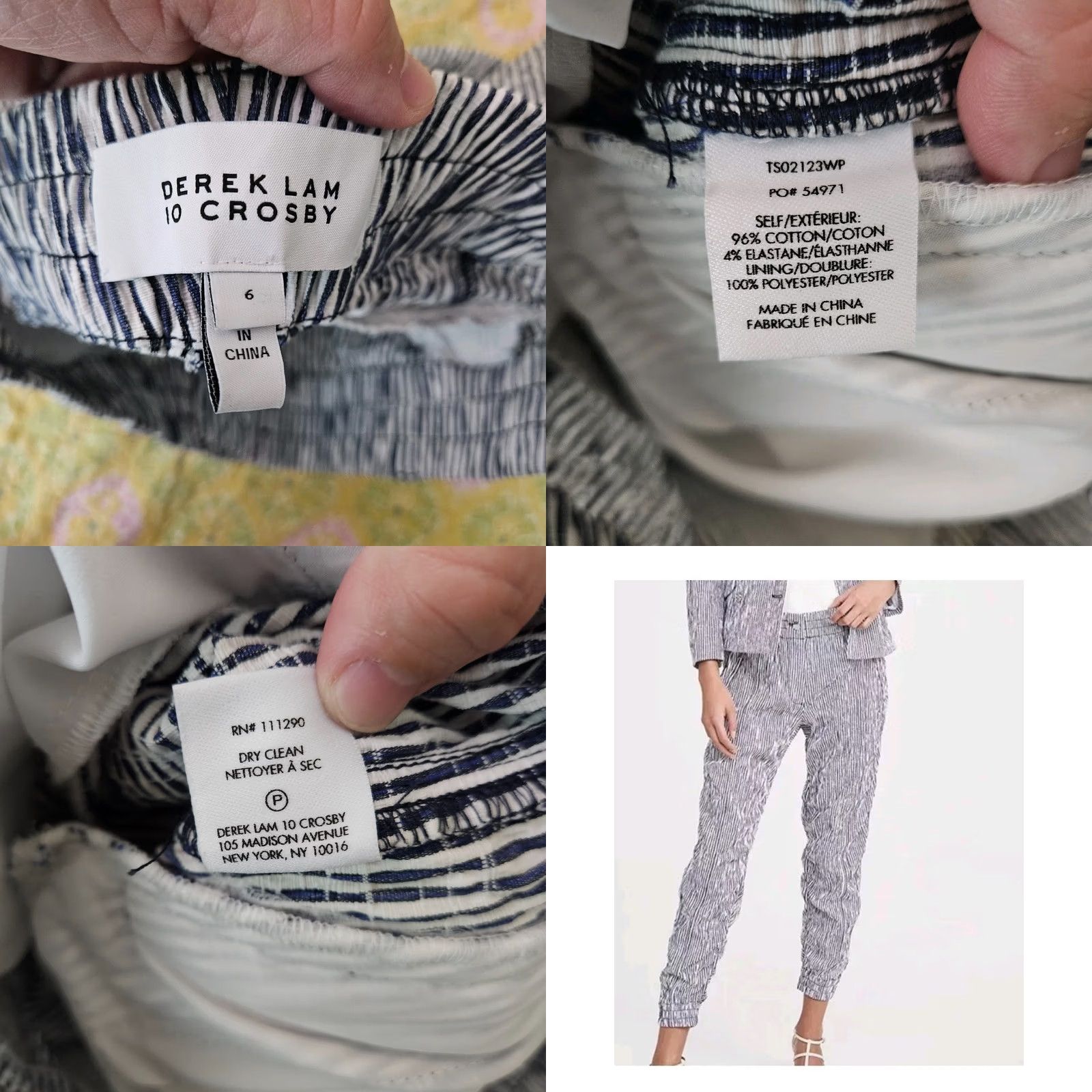 Vintage Derek Lam 10 Crosby Pants Jogger Navy White Stripes Women's Size 6 Size 28" / US 6 / IT 42 - 8 Thumbnail