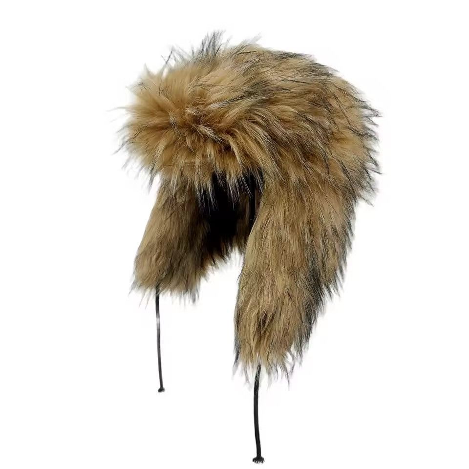 Japanese Brand Luxury Faux Fur Trapper Hat – Soft Black Ear Flap Winter Size ONE SIZE - 3 Thumbnail