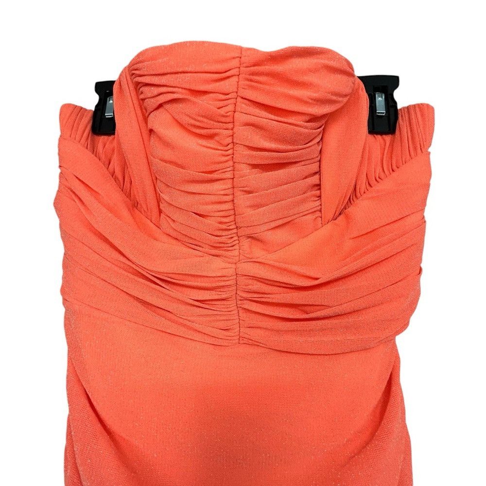 NOCTURNE NOCTURNE SPARKLY DRAPED RUCHED STRAPLESS DRESS SALMON ORANGE Size S / US 4 / IT 40 - 4 Thumbnail