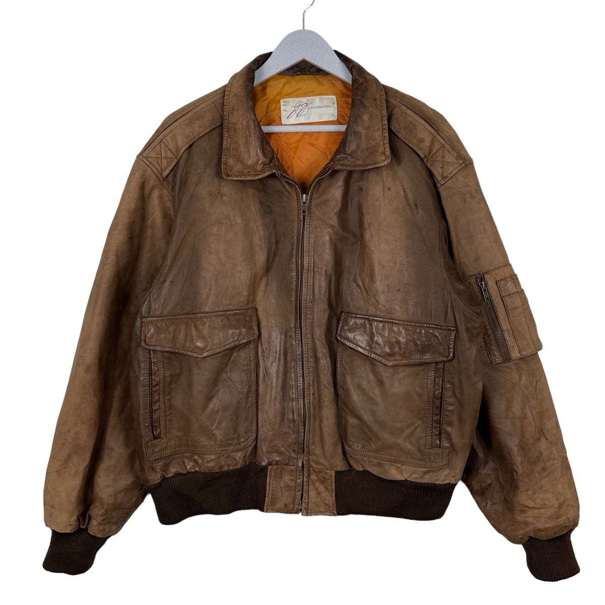 Vintage 🔥 RARE VINTAGE A-2 FIGHTER SQUADRON LEATHER JACKET Size US L / EU 52-54 / 3 - 4 Thumbnail