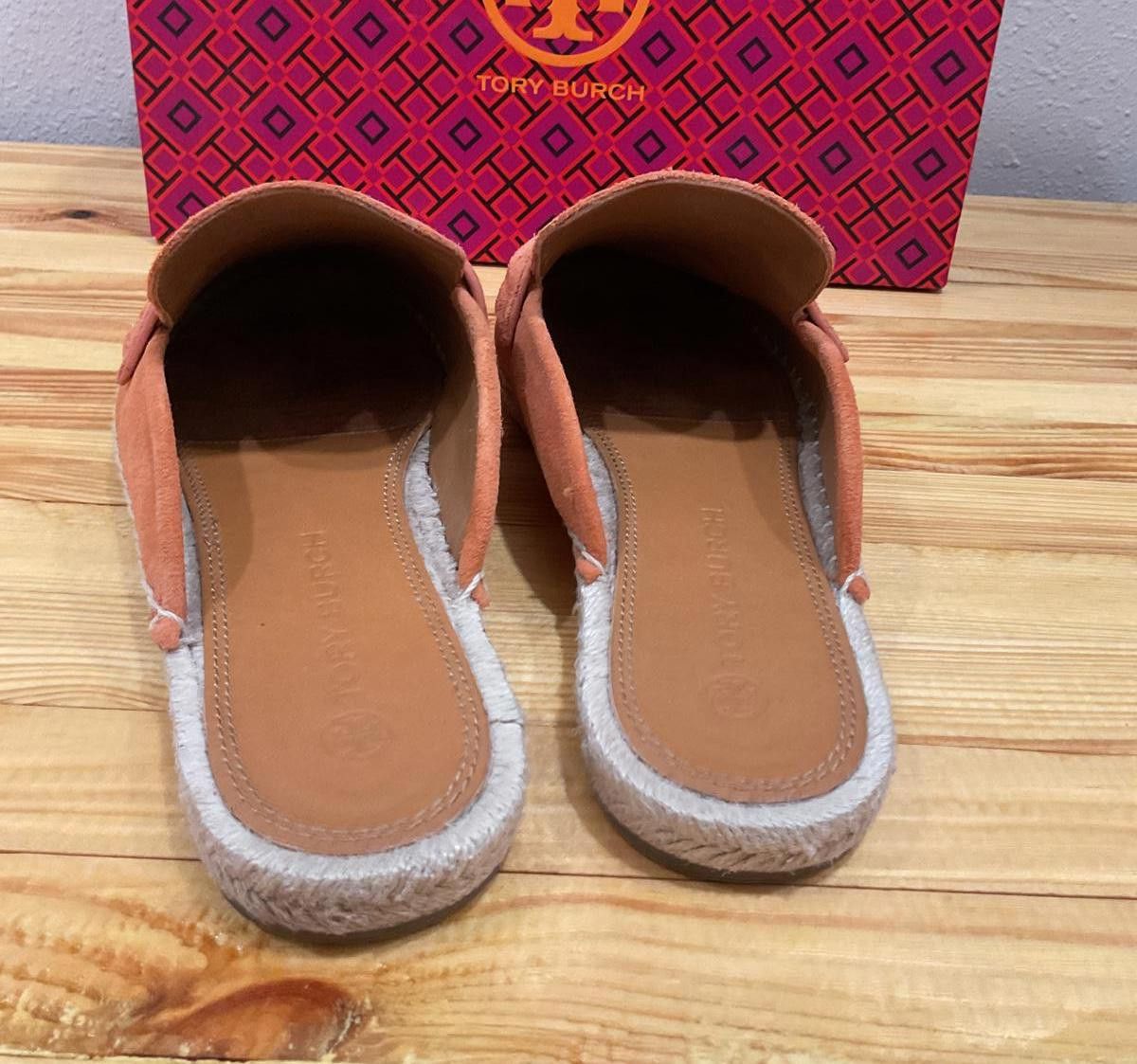 Designer Tory Burch Seaside Mule Espadrille / Natural Suede Orange Size US 9.5 / IT 39.5 - 4 Thumbnail