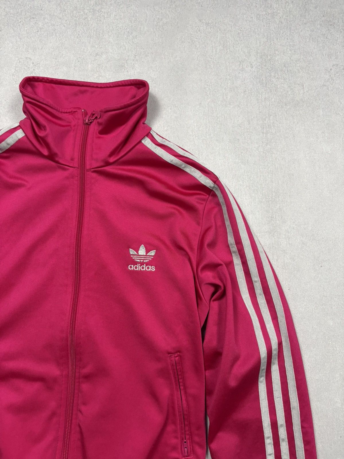 Adidas Vintage 2000s Adidas Trefoil Logo Track Jacket Pink Zip Y2K Size M / US 6-8 / IT 42-44 - 7 Thumbnail