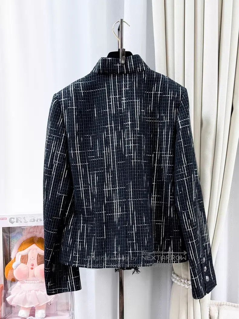 Chanel Chanel Silver plaid wavy rolled edge woven jacket Size XS / US 0-2 / IT 36-38 - 3 Thumbnail
