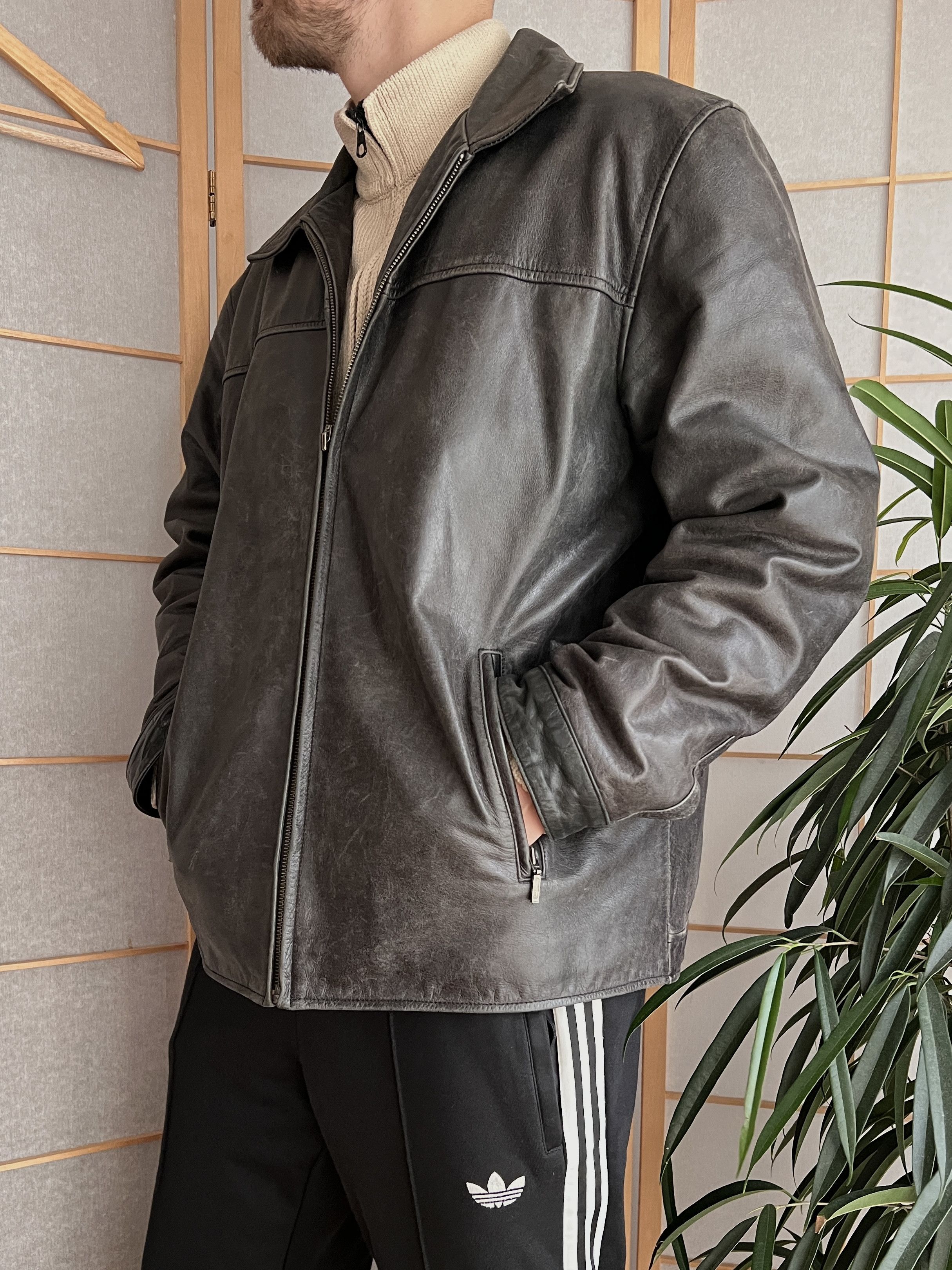 If Six Was Nine Vintage 90s Faded Leather coat hard jacket baggy y2k opium Size US L / EU 52-54 / 3 - 2 Thumbnail