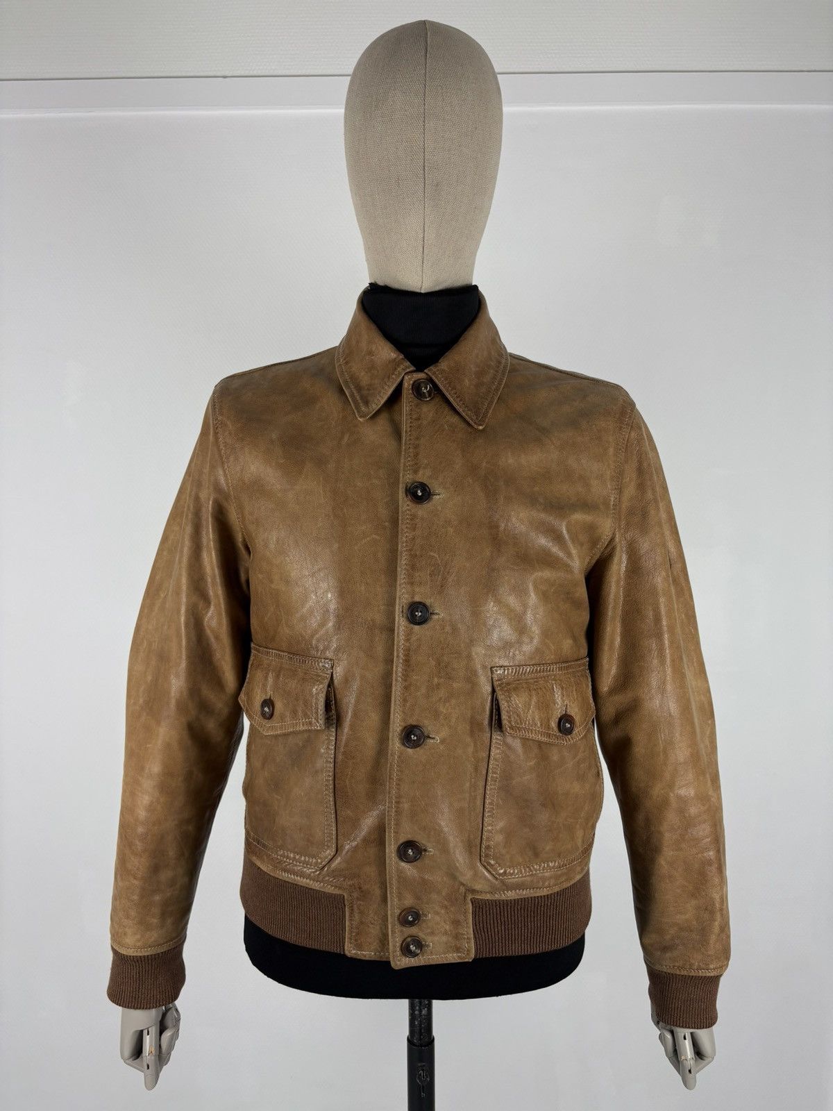 Belstaff Rare "The Aviator" A1 Leather Gold Label Biker Prince Archive Special Edition Bomber Racer Jacket Size US M / EU 48-50 / 2 - 2 Thumbnail