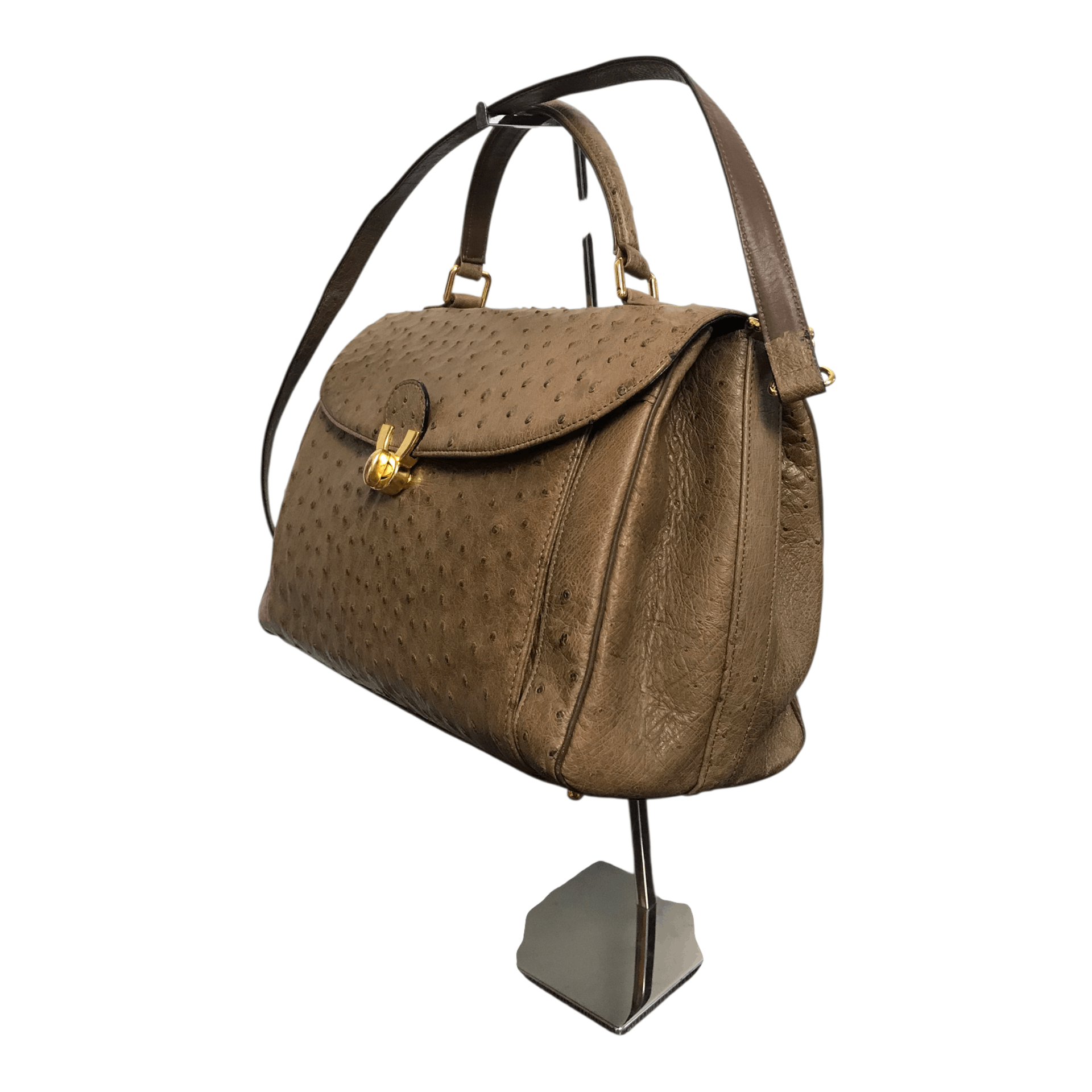 Japanese Brand × Leather Ostrich Brown Leather Two Way Bag Size ONE SIZE - 3 Thumbnail