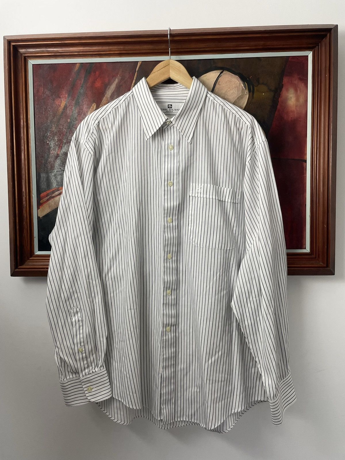 Vintage 90s Pierre Balmain Button Shirt Stripes Designer