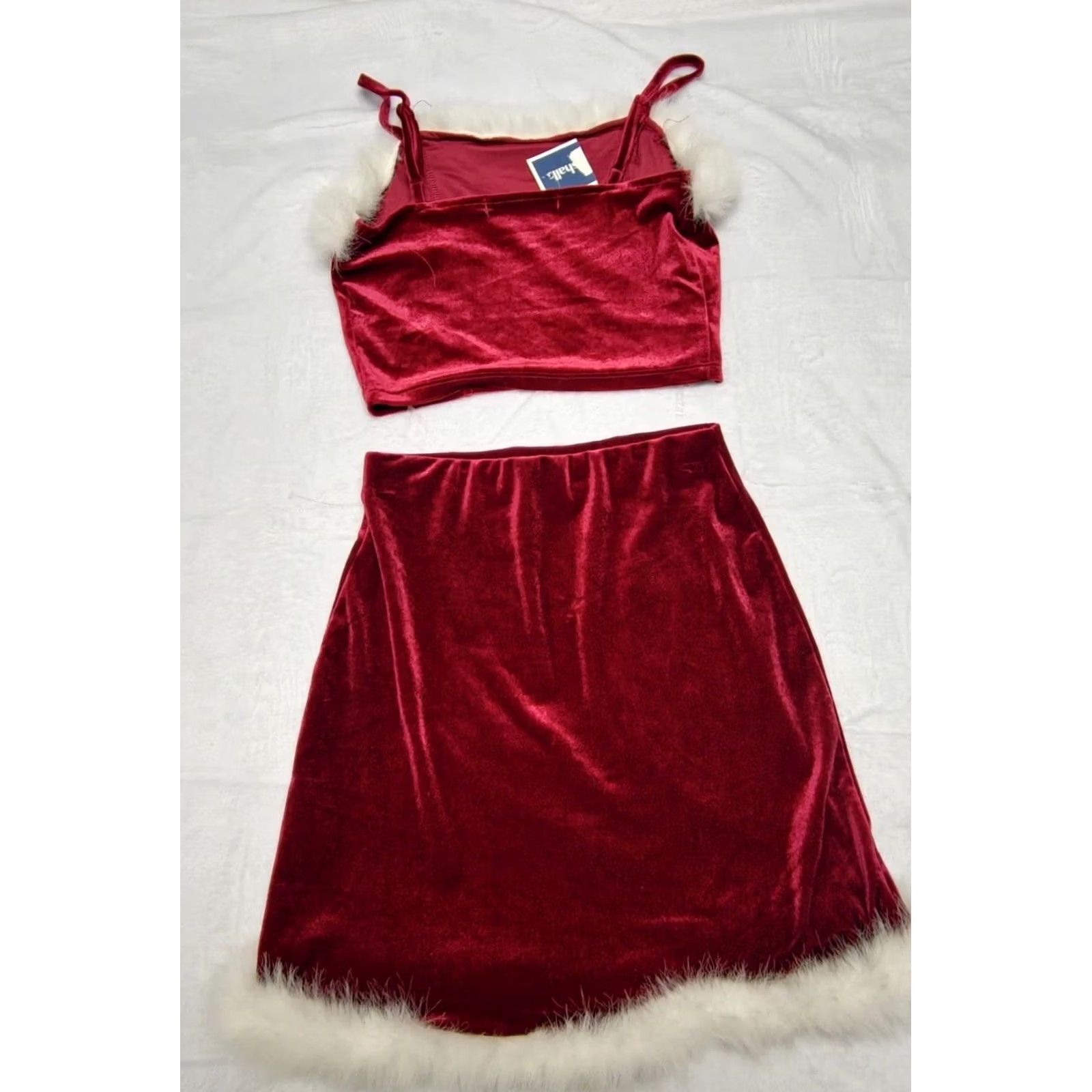 Vintage VINTAGE wallflower Velvet Faux Fur Sexy Santa Dress Mini Set Holiday Christmas Red Velvet Dress S Petite Womens Size S / US 4 / IT 40 - 4 Thumbnail