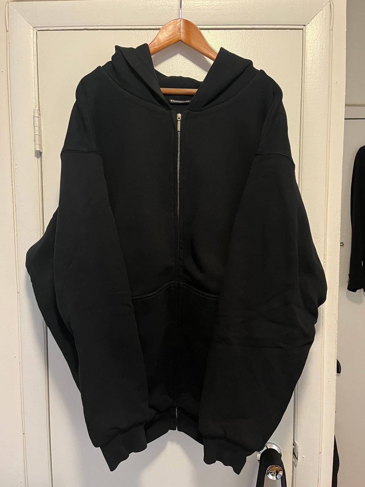 Pre-owned Balenciaga Oversized Double Layered Zip Up Hoodie In Black