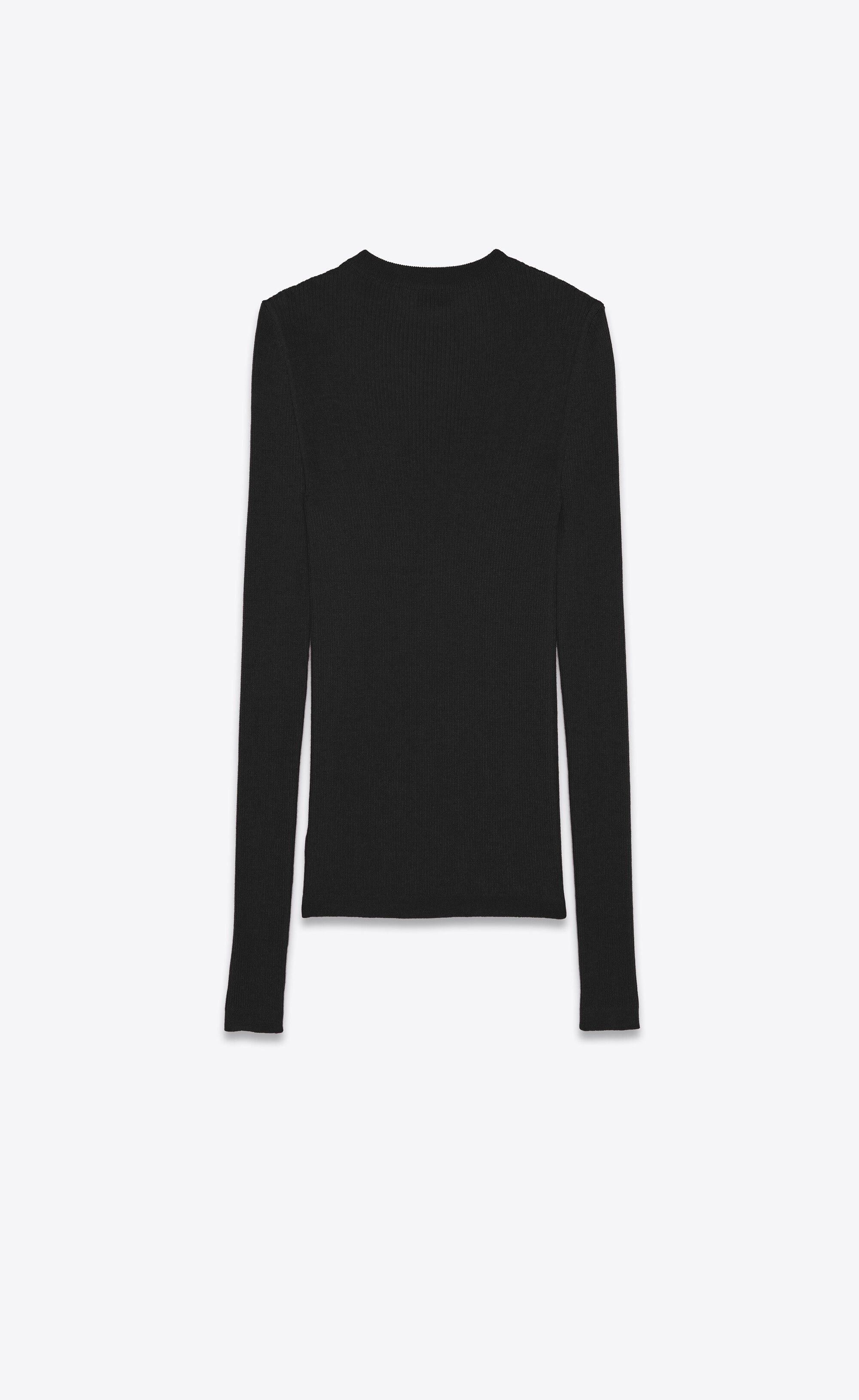 Saint Laurent Paris o1s1wg111224 Ribbed Crewneck Sweater Cashmere, Wool Silk Size S / US 4 / IT 40 - 2 Thumbnail