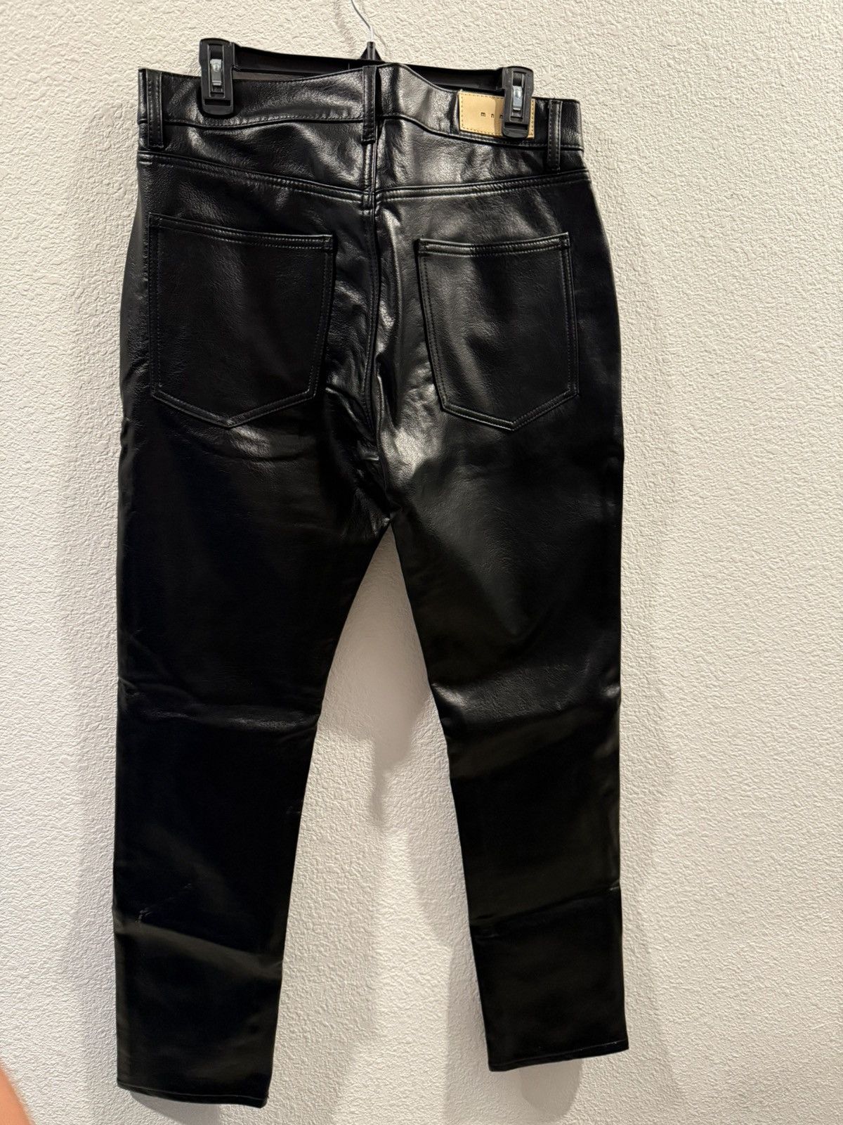 MNML Black Leather Pants Size US 33 - 2 Thumbnail
