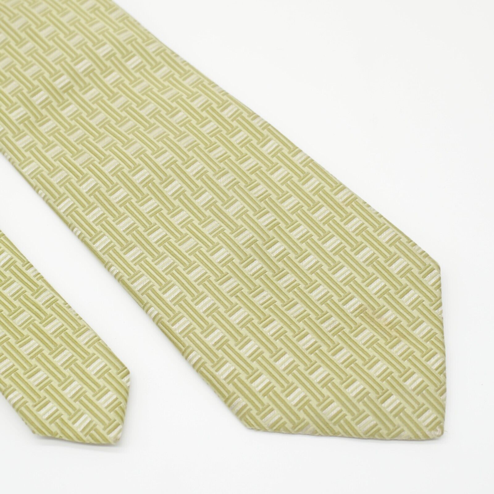 Tasso Elba Tasso Elba Green Woven Basketweave Long Wide Silk Tie Size ONE SIZE - 1 Thumbnail