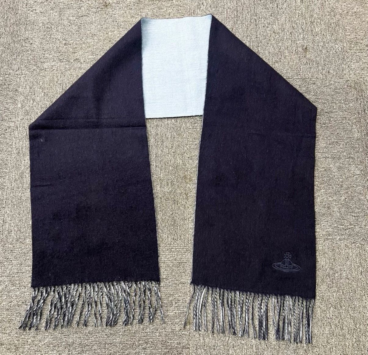 Vivienne Westwood Vivienne Westwood Saturn Embroidery Wool Cashmere Scarf K12 Size ONE SIZE - 3 Thumbnail