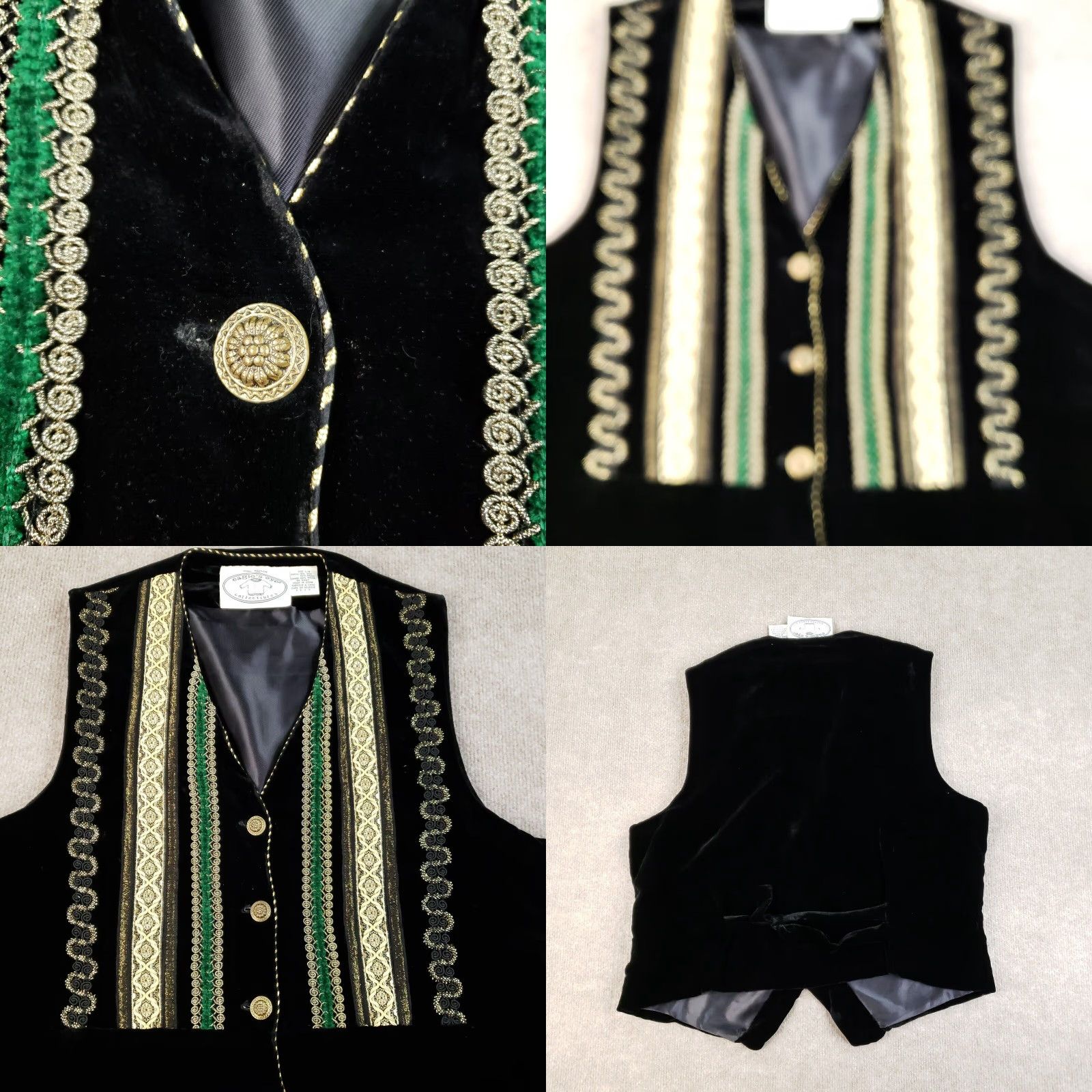 Velvet VINTAGE Eagles Eye Women’s Vest Large Black Velvet Ribbon Gold Starburst Accents 90s Formal Casual Size L / US 10 / IT 46 - 8 Thumbnail