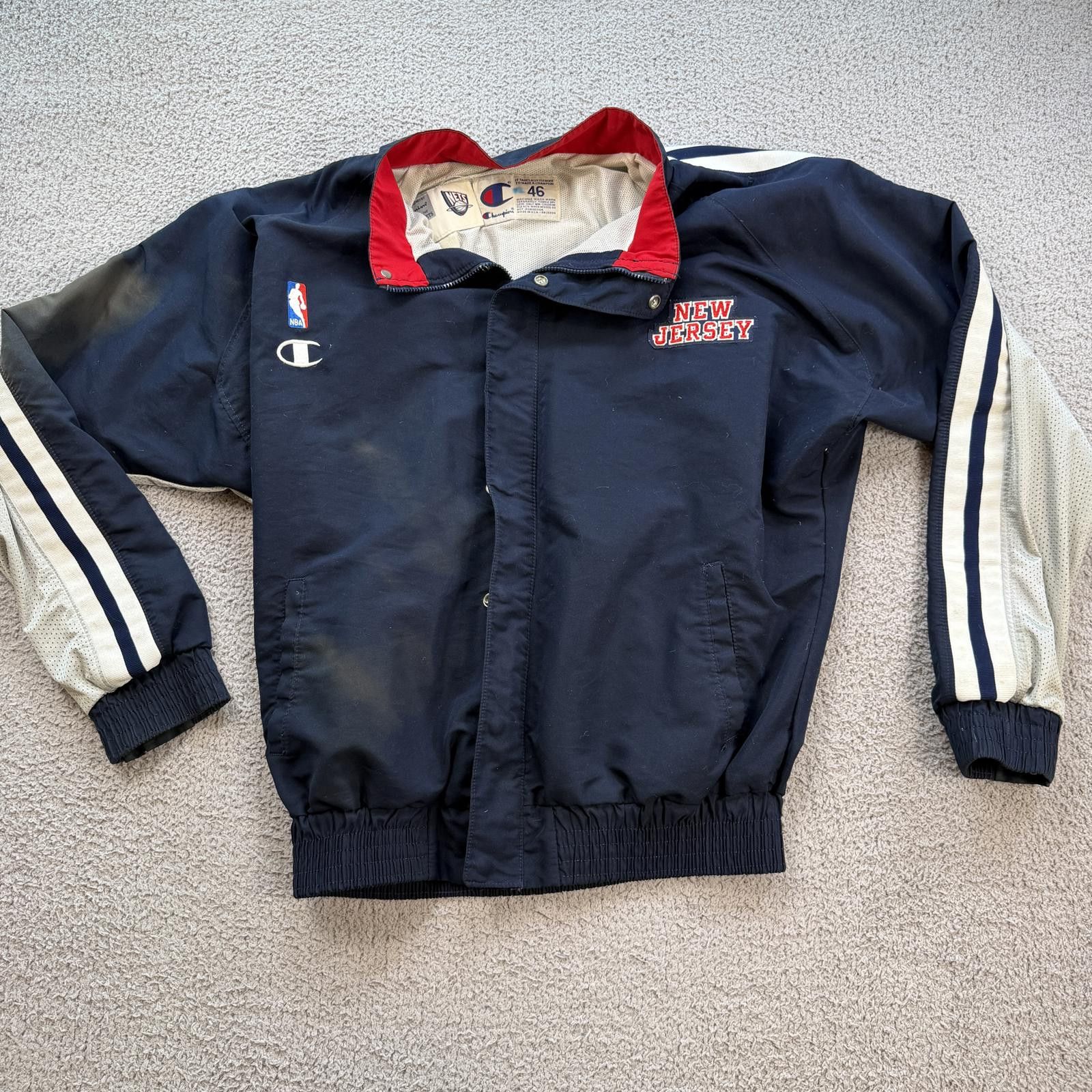 Champion Vintage 90s Champion New Jersey Nets NBA Warm Up Jacket USA Size US XL / EU 56 / 4 - 1 Thumbnail