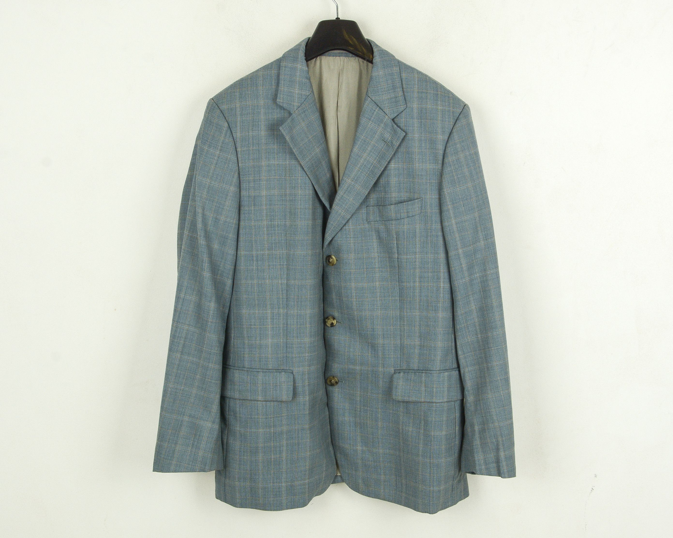 Hugo Angelico Vintage US 42 Check Blazer Coat Virgin Wool Jacket Size 42R - 2 Thumbnail