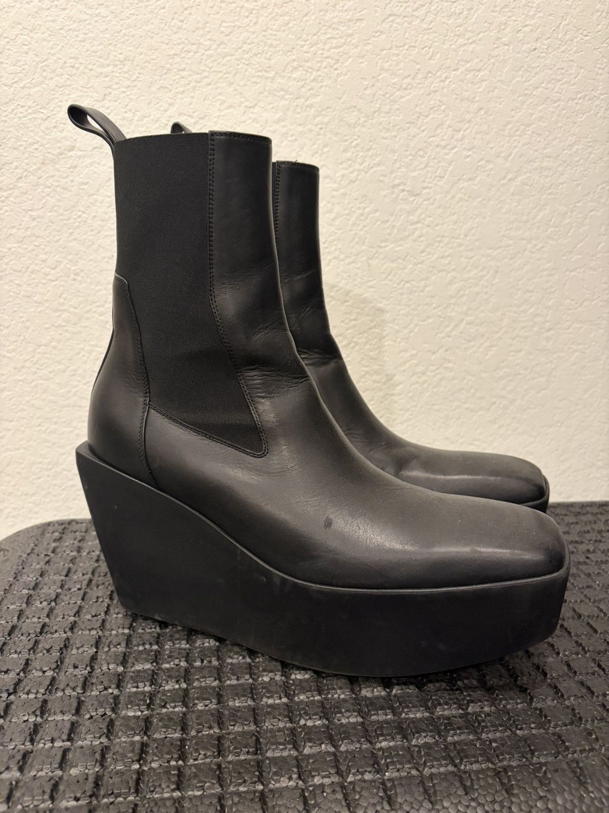 Rick Owens Fogachine Fog Pocket Moto Bevel Heeled Platform Kiss 