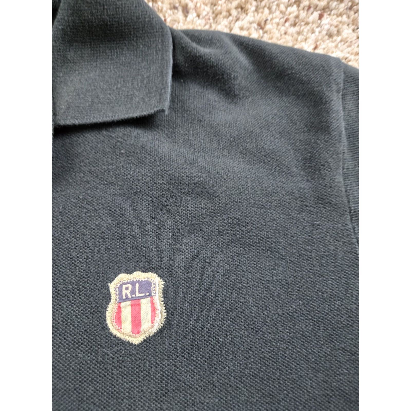 Polo Ralph Lauren VINTAGE Polo Jeans Co Polo Shirt Mens L Black Polo Ralph Lauren 90s Rugby Short Sleeve Shirt Size US L / EU 52-54 / 3 - 3 Thumbnail