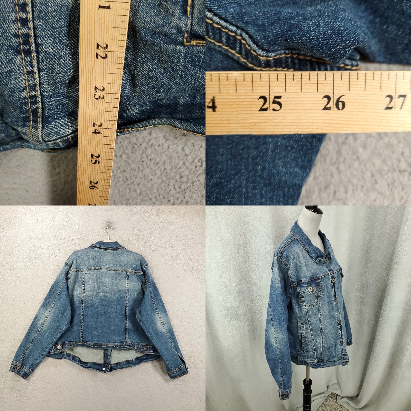 Torrid Torrid Trucker Jacket Denim Jean Jacket Button Up Stretch Blue Size 4X Womens Size 40" / US 18 - 8 Thumbnail