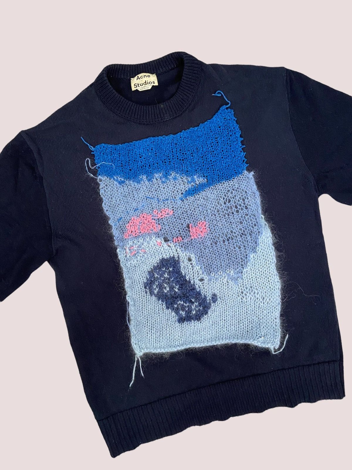 Acne Studios Acne Studios Navy Knit Sweater Unique Patch Artwork Size US M / EU 48-50 / 2 - 2 Thumbnail