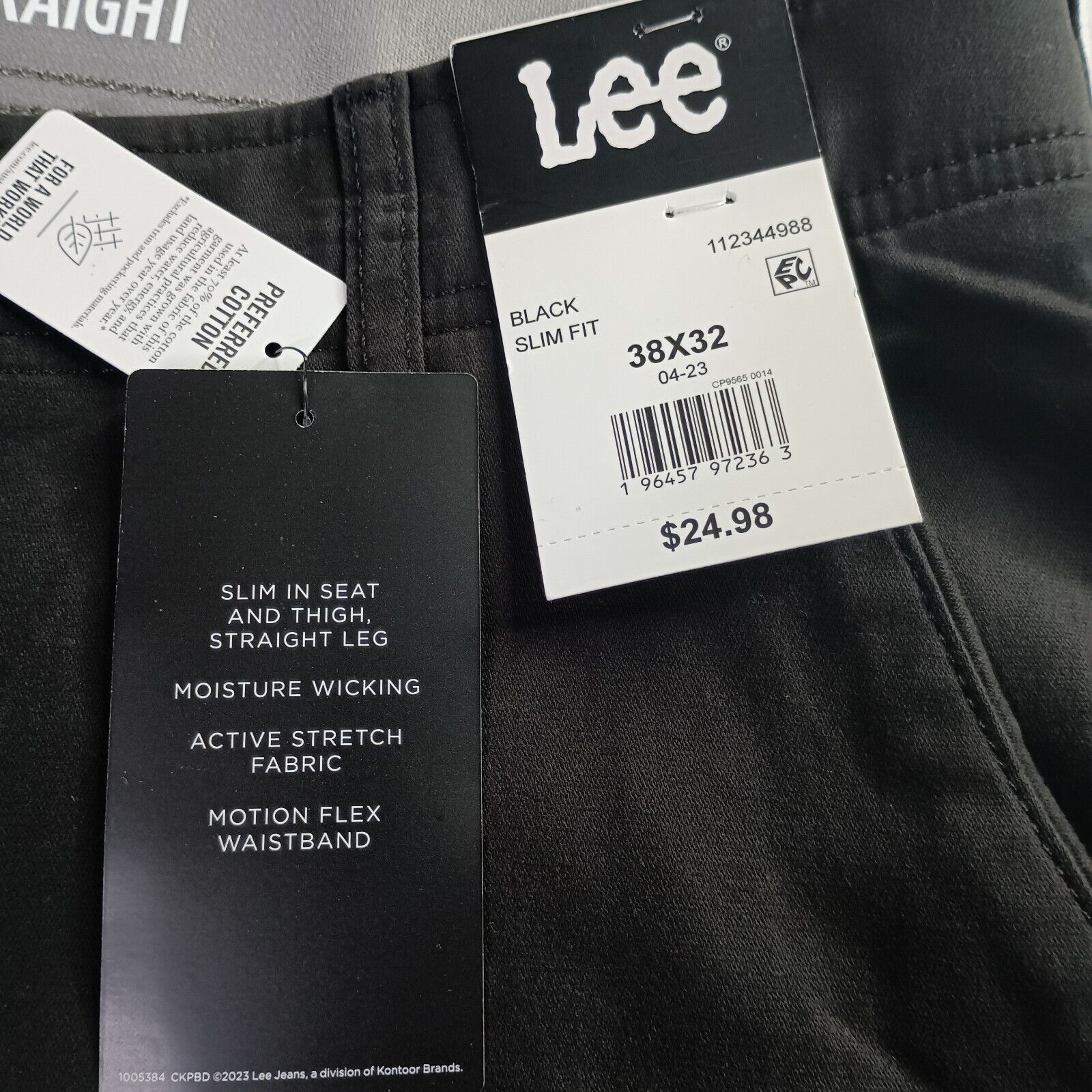 Lee Lee Chino Motion Flex Waistband Pants Men's 38x32 Black Slim Size US 38 / EU 54 - 4 Thumbnail