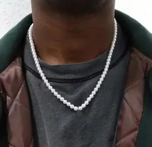 Japanese Brand Men’s trendy punk pearl necklace Size ONE SIZE - 1 Thumbnail