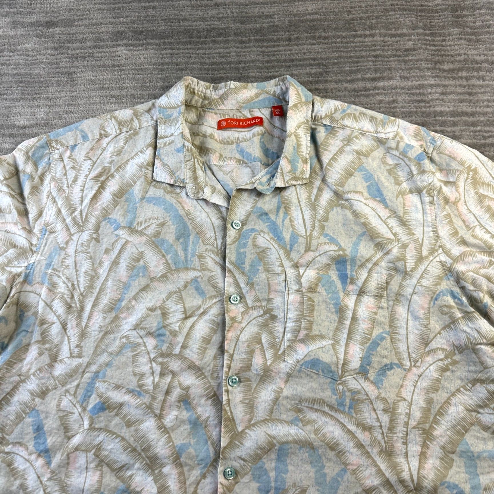 Tori Richard Tori Richard Shirt Mens XL Green Floral Hawaiian Button Up Linen Blend Size US XL / EU 56 / 4 - 3 Thumbnail