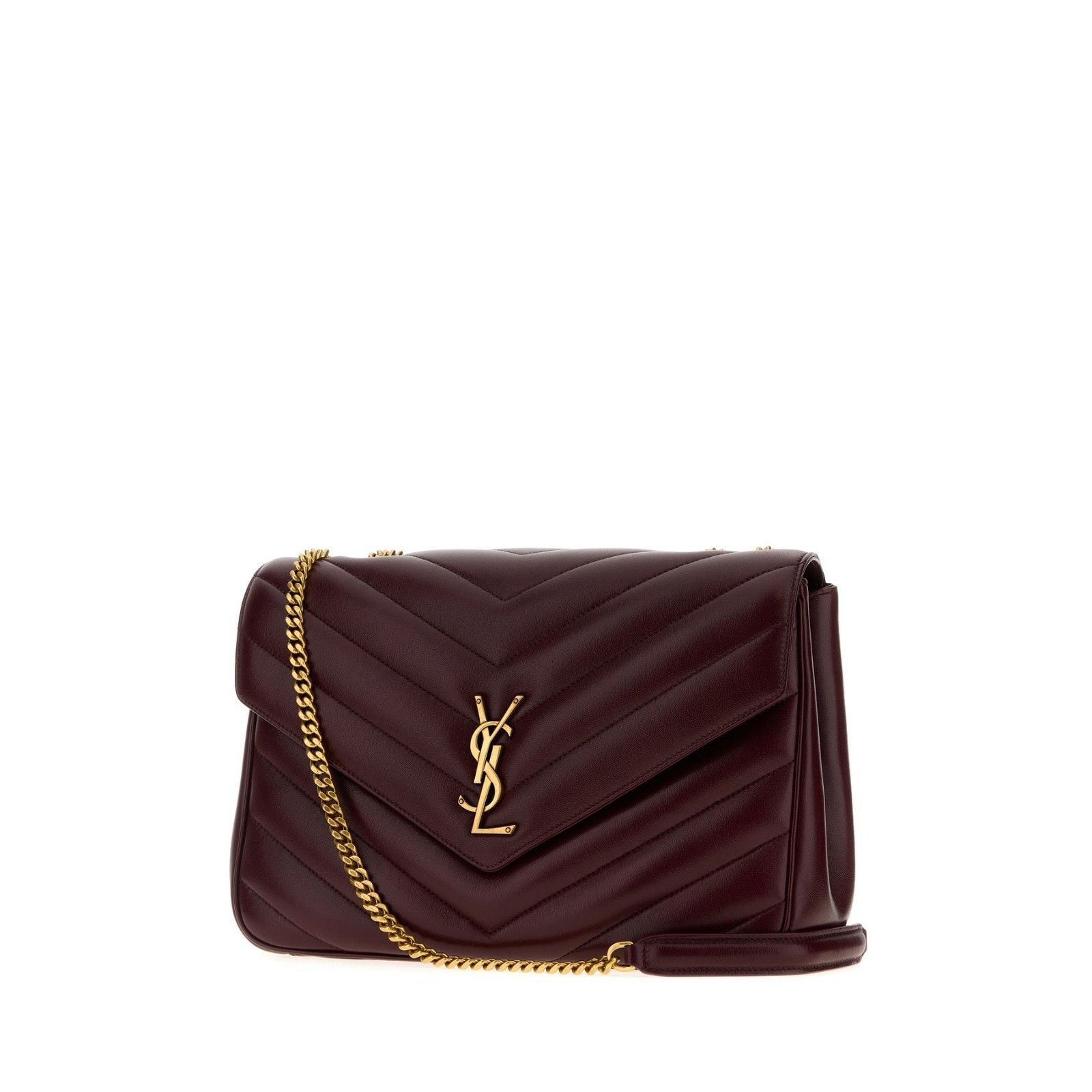 Saint Laurent Paris SAINT LAURENT Loulou Large $3400 Rouge Cabernet Leather Shou Size ONE SIZE - 2 Thumbnail