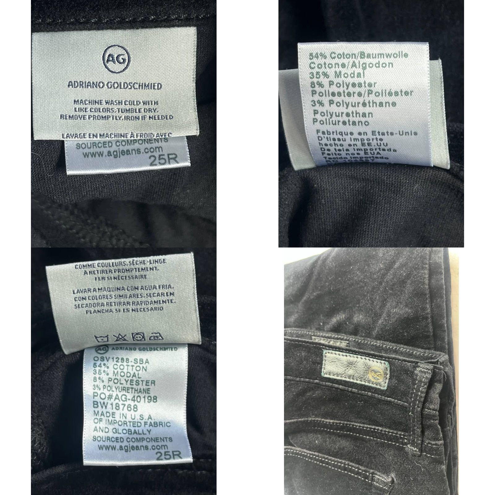 Velvet AG Adriano Goldschmied The Legging Super Skinny Jeans Ankle Black Size 25 Womens Slim Cotton Blend Velvet 25 Size 42" / US 20 - 8 Thumbnail