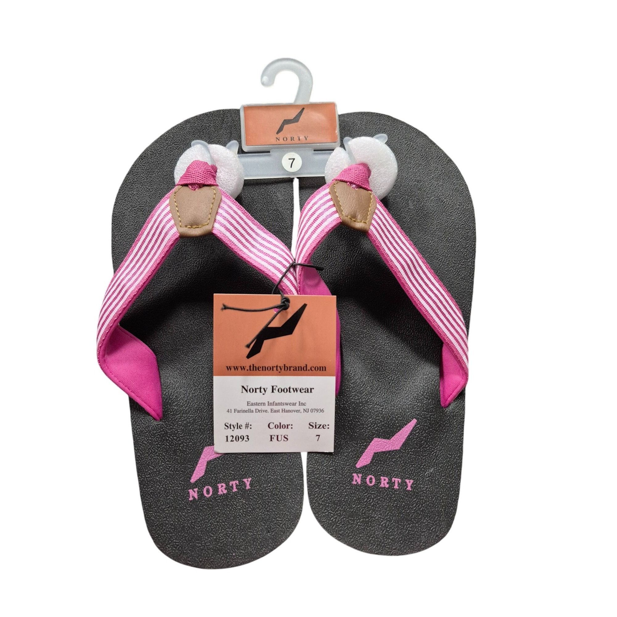 Other Norty Womens Flip Flops Size 7 Pink Striped Strap Rubber Sol Size US 7 / IT 37 - 1 Thumbnail