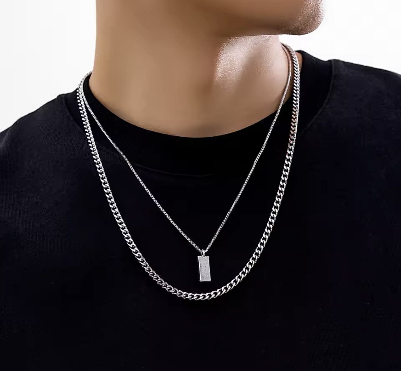 Jewelry × Vintage Rectangular Pendant Box Chain Necklace Size ONE SIZE - 1 Thumbnail