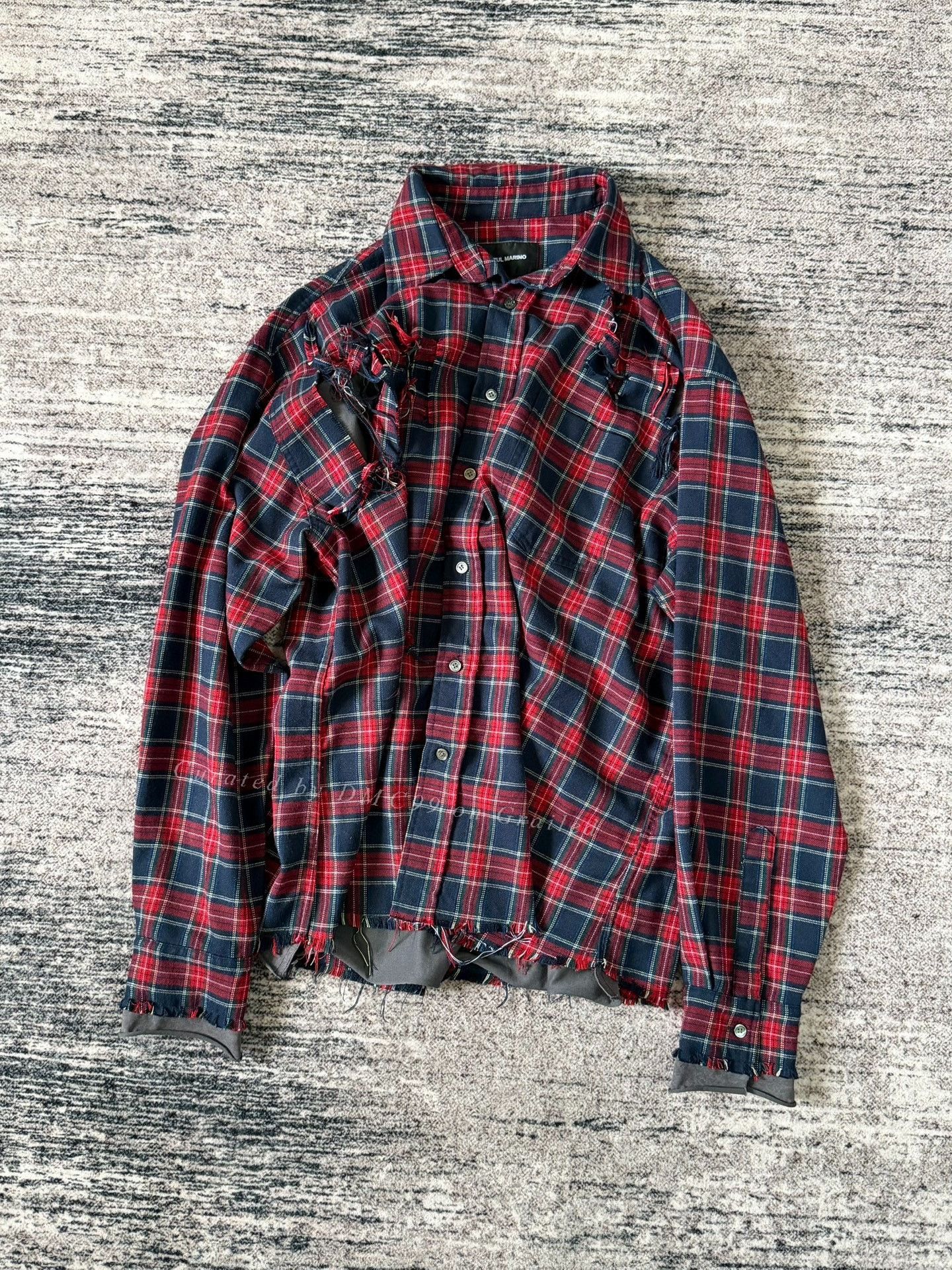 Blue Marlin Red Black Check Distressed Shirt Size US L / EU 52-54 / 3 - 1 Thumbnail
